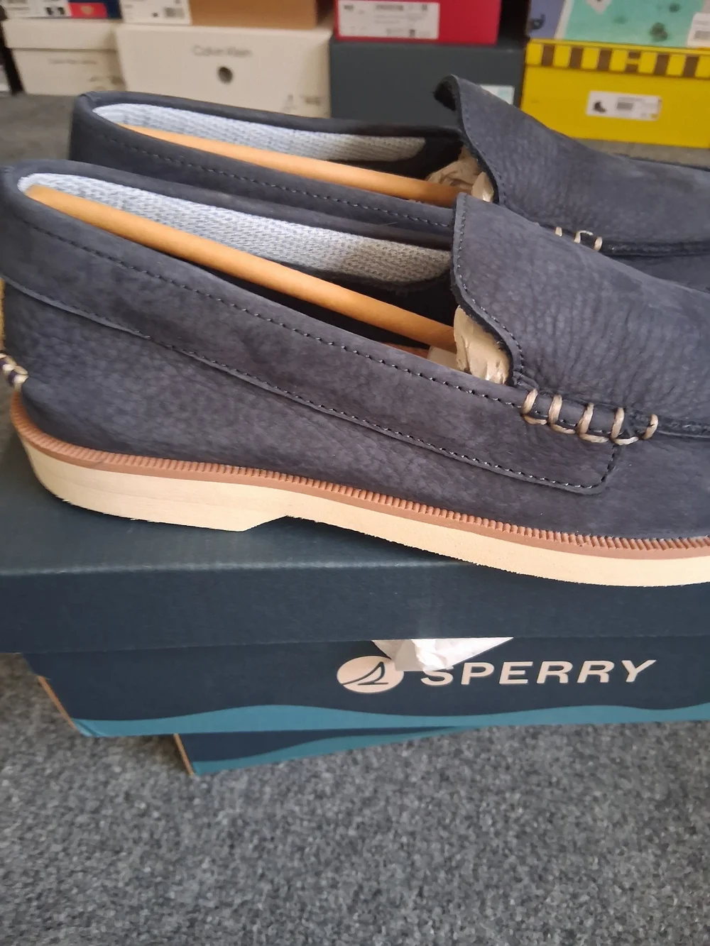 Sperry Men's US SIZE 8 A/O VEN DS NUBUCK  Navy Suede Penny Loafers NEW W/BOX